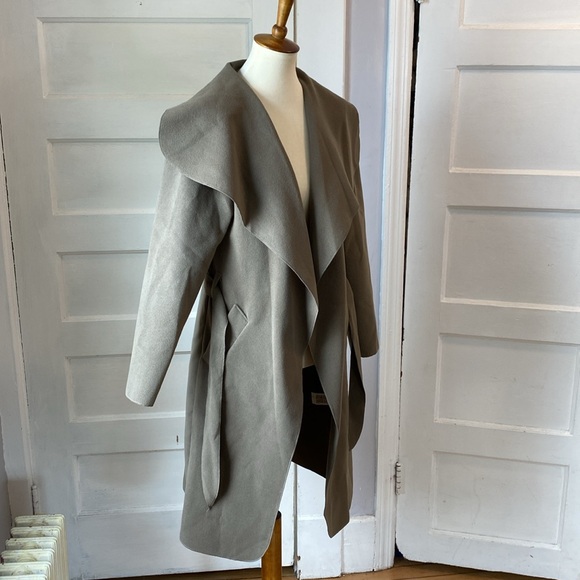 NWT Boohoo Belted Shawl Collar Coat, One Size - Picture 7 of 16